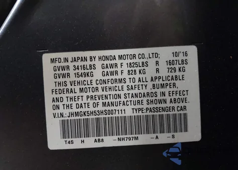 2017 Honda Fit Lx z USA, uszkodzony, nr VIN JHMGK5H53HS007111